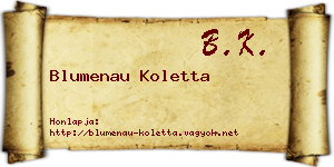 Blumenau Koletta névjegykártya